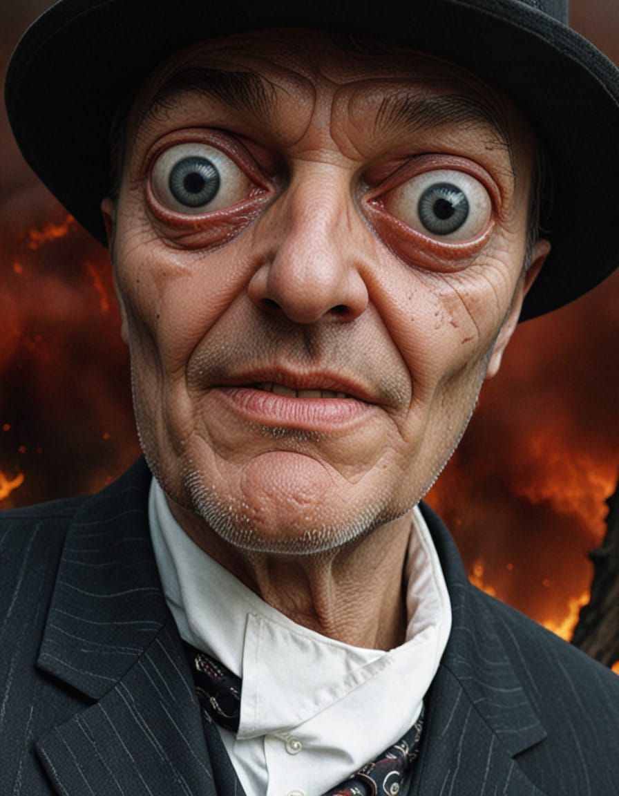 Mysterious Gentleman with Gigantic Eyeballs in a Desolate La...