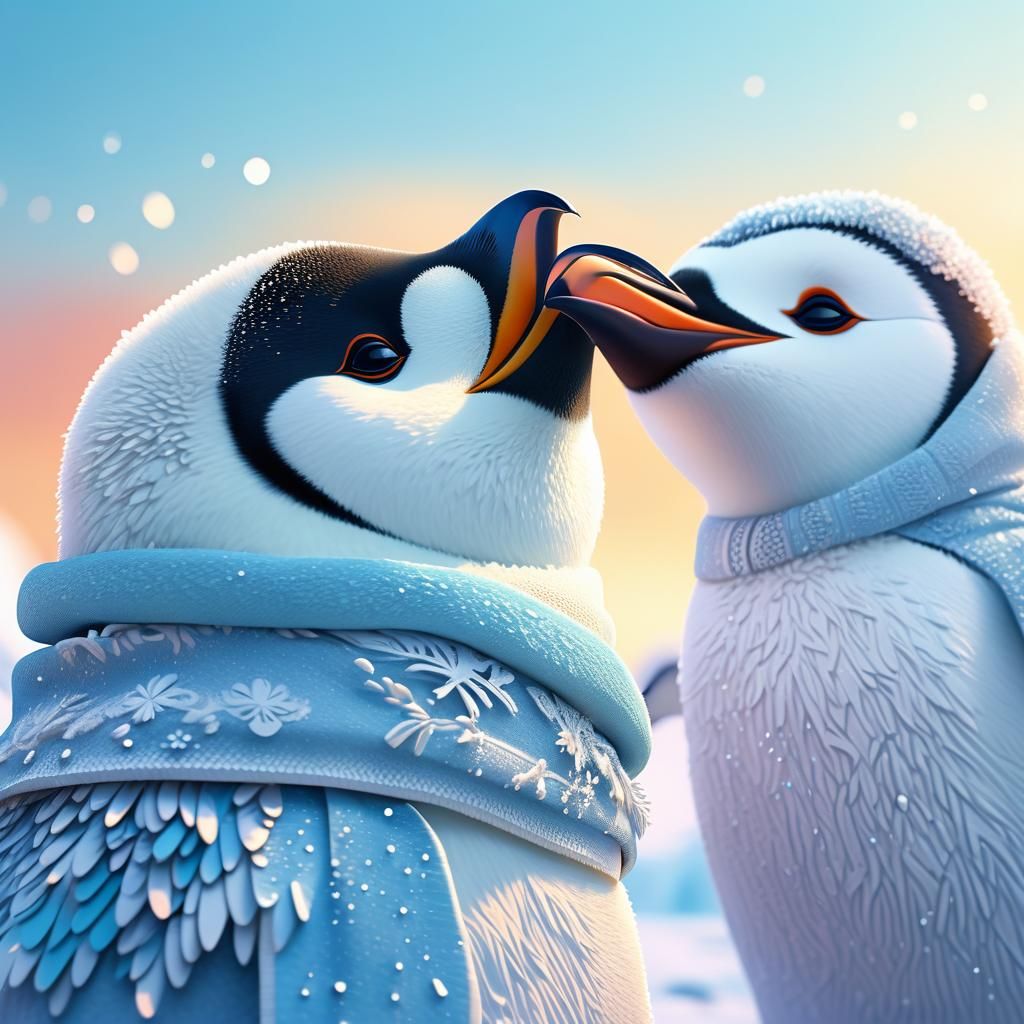 Happy Penguin in Antarctica: 3D Anime Art