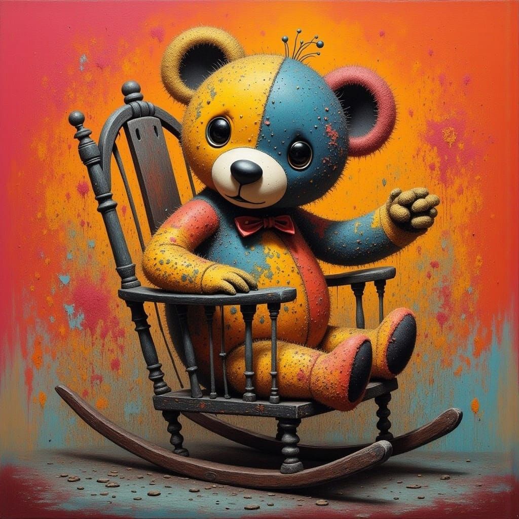 Teddy Bear in Surreal Abstract Style