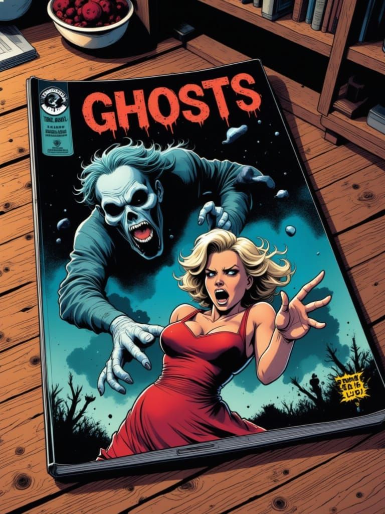 Horror Comic Cover: Ghosts and Spectral Apparition