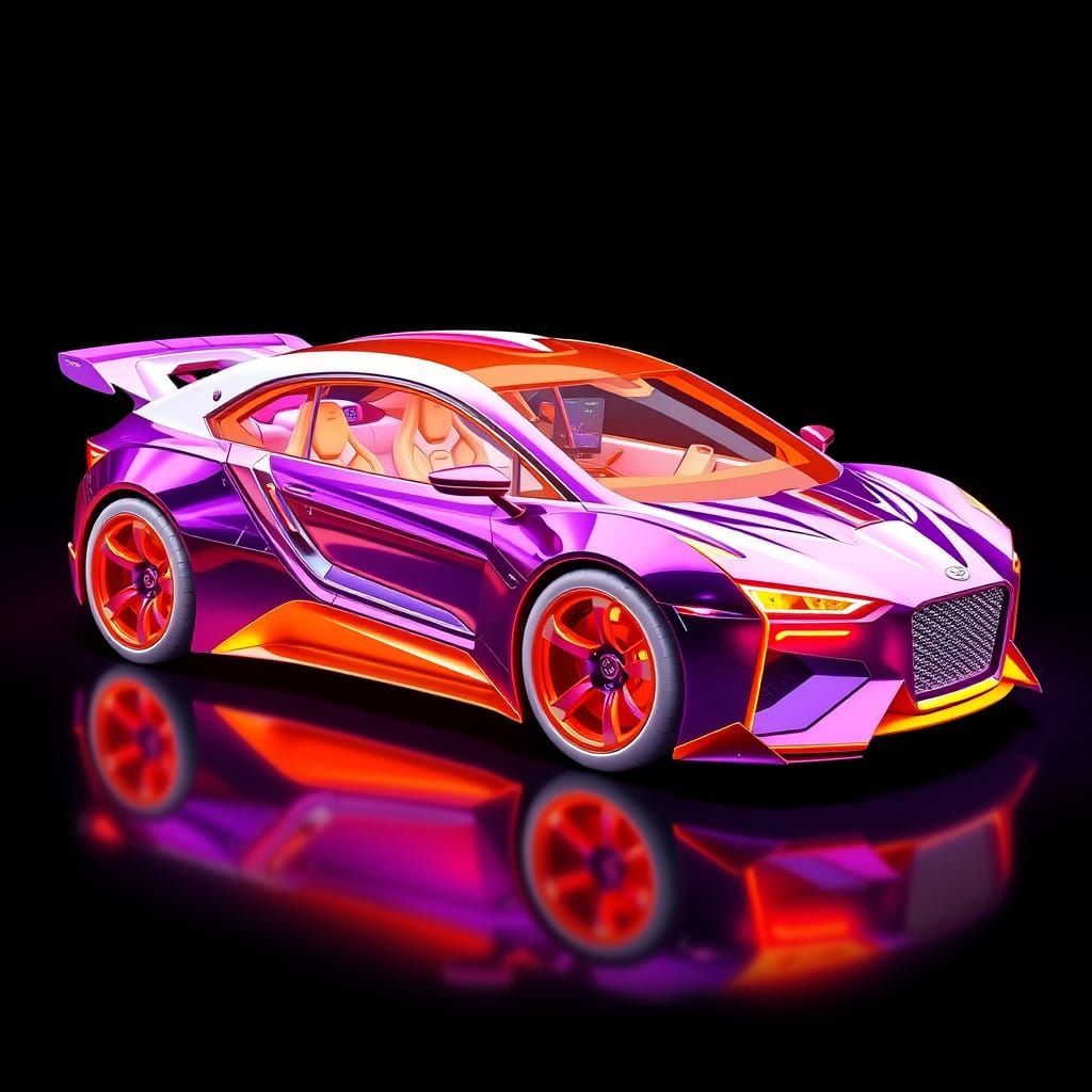 Futuristic Luxury Car of 2035 in Vibrant Anime Style