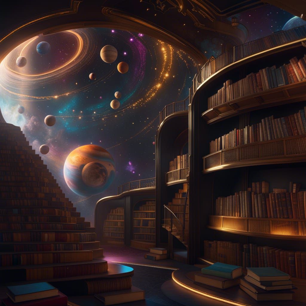 Cosmic Highway of Books: Stars and Planets in Unreal Engine