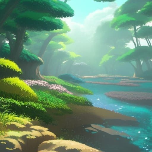 Mushroom Forest Meets Beach: Anime Key Visual