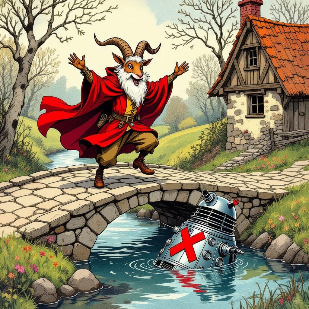 Billy Goat Gruff's Triumphant Dance on the Bridge