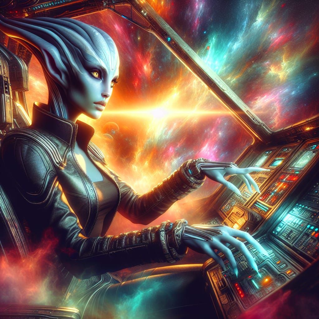 Nautolan Pilot in Spaceship Cockpit: Splash Art