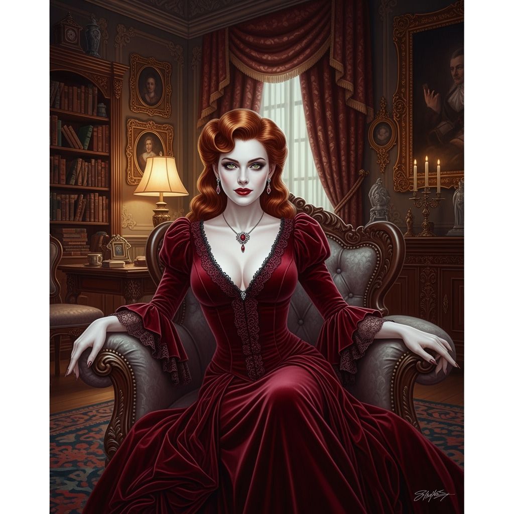 Victorian Vampire Portrait as a Masterpiece Painting