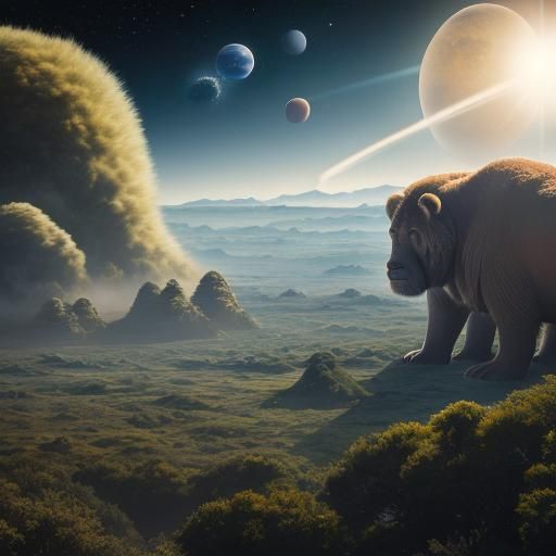 Peaceful Alien Planet with Giant Mammal Lifeforms