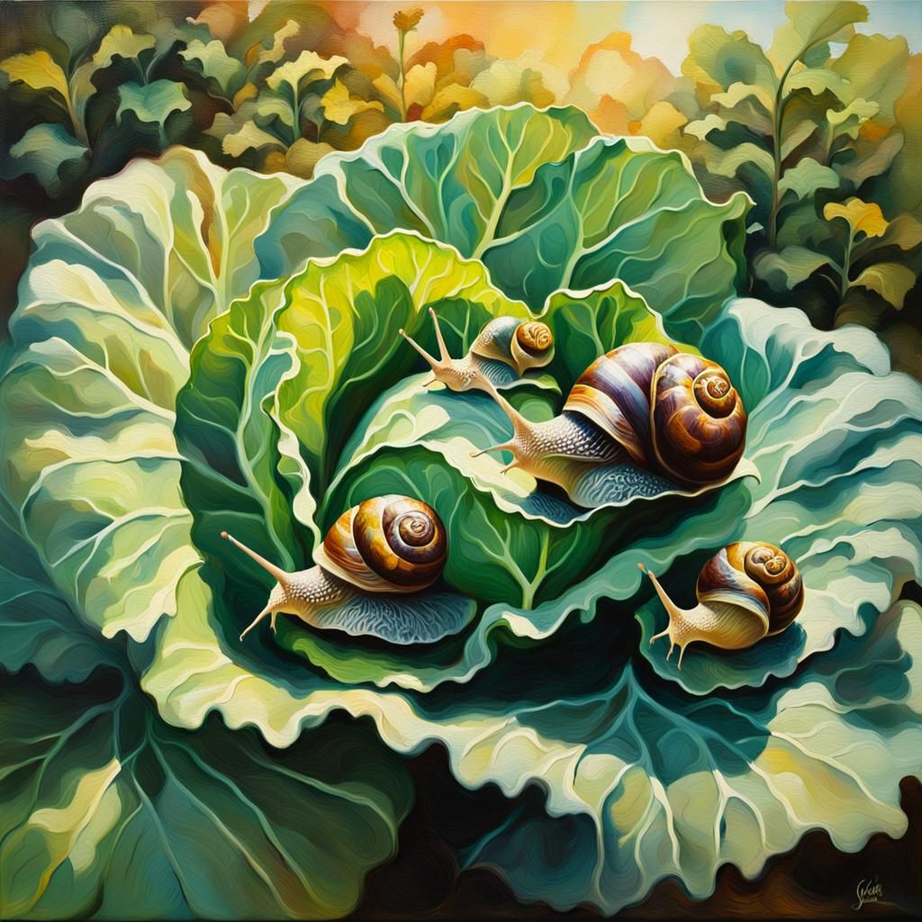 Magical Realism: Snails' Cabbage Feast in Oil