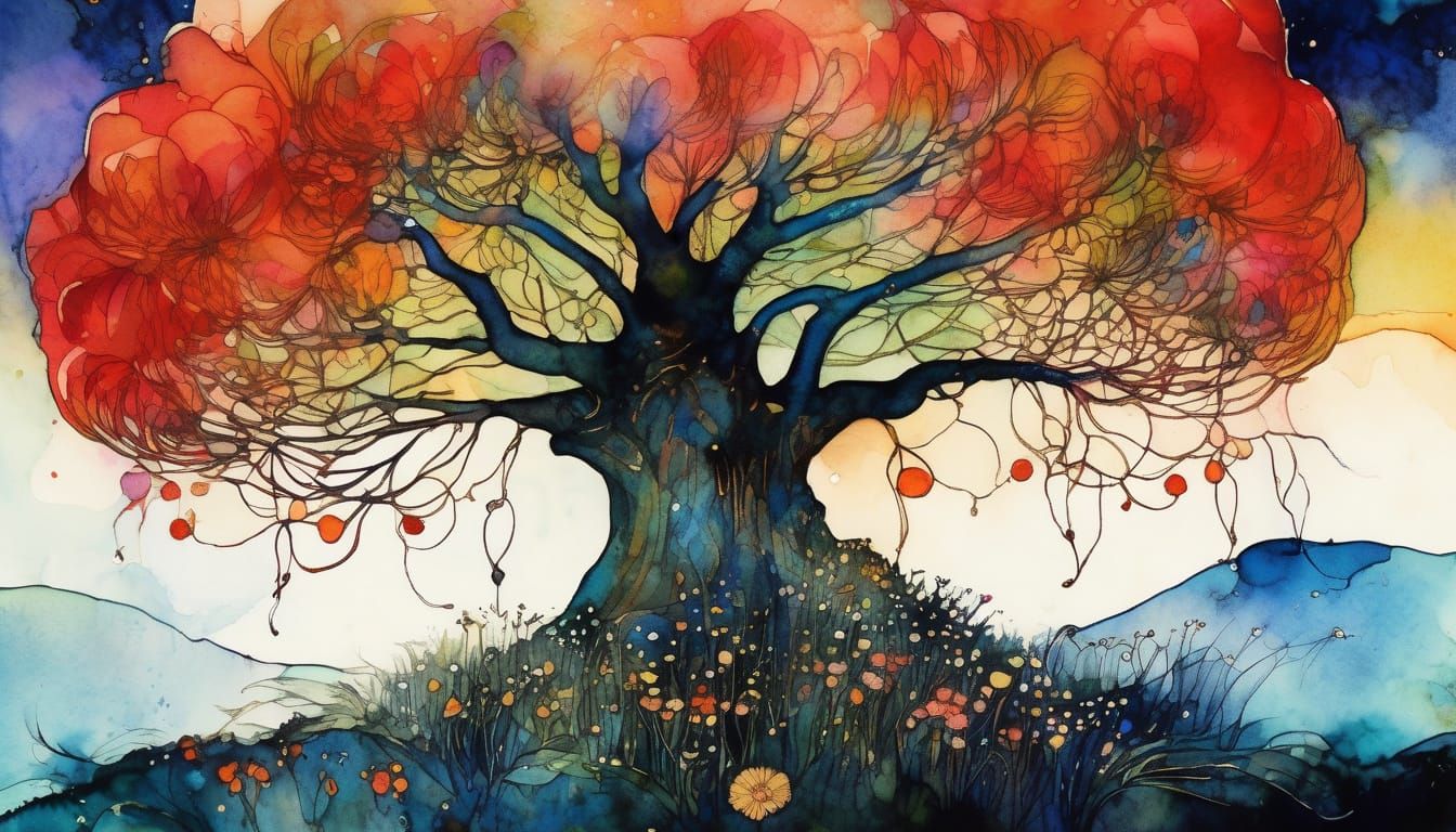 Vibrant Wildflower Close-up in Impressive Digital Illustrati...