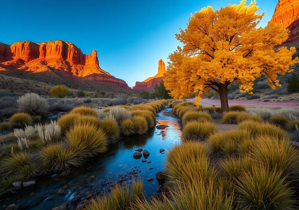 Lone Cottonwood in Red Coyote Buttes at Sunset