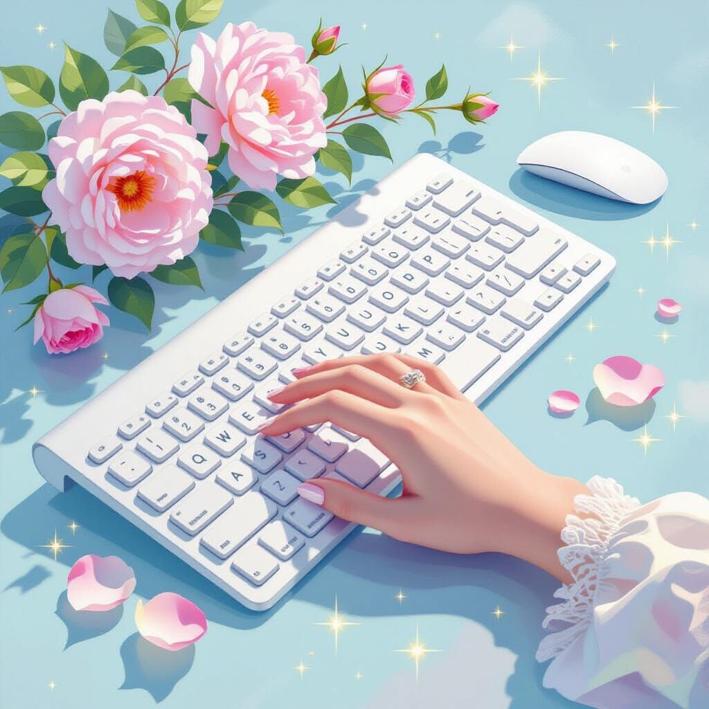 Minimalist Keyboard Painting with 60s Elegance