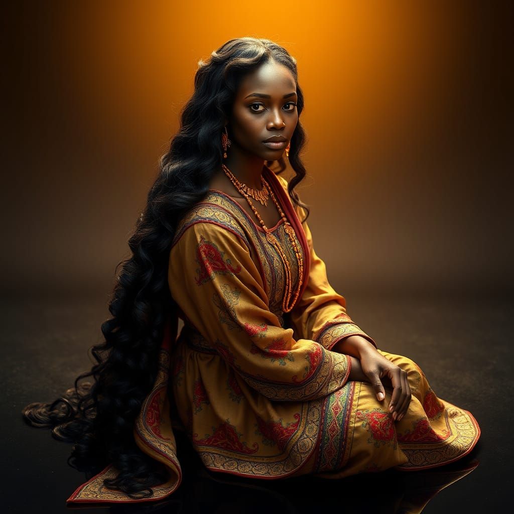 Sudanese Woman in Elegant Traditional Dress