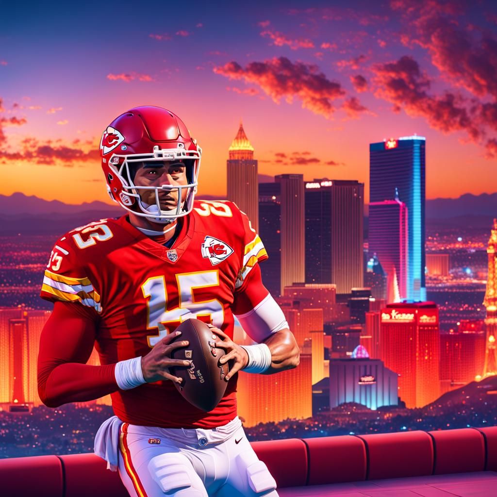 Patrick Mahomes in Las Vegas: Pixar-Style 3D Art