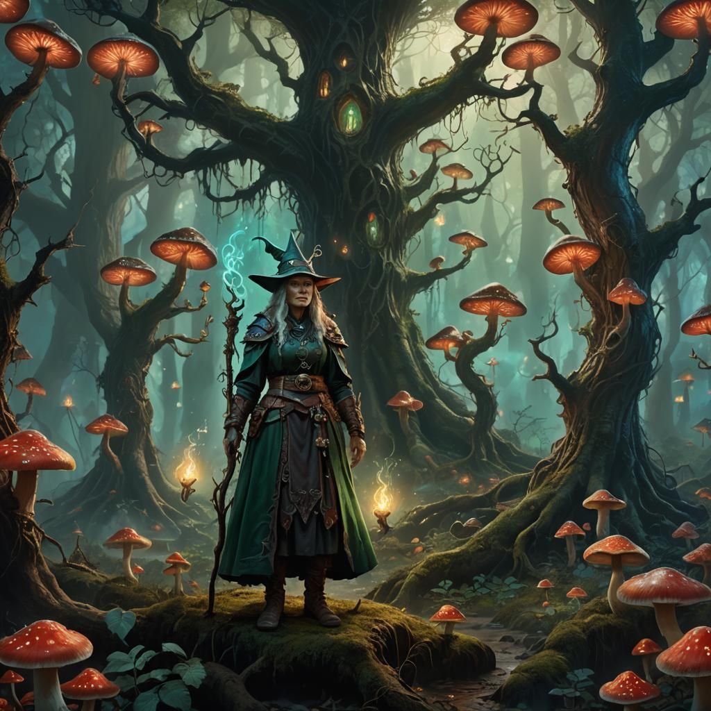 Dwarf Witch in Mystical Forest Concept Art