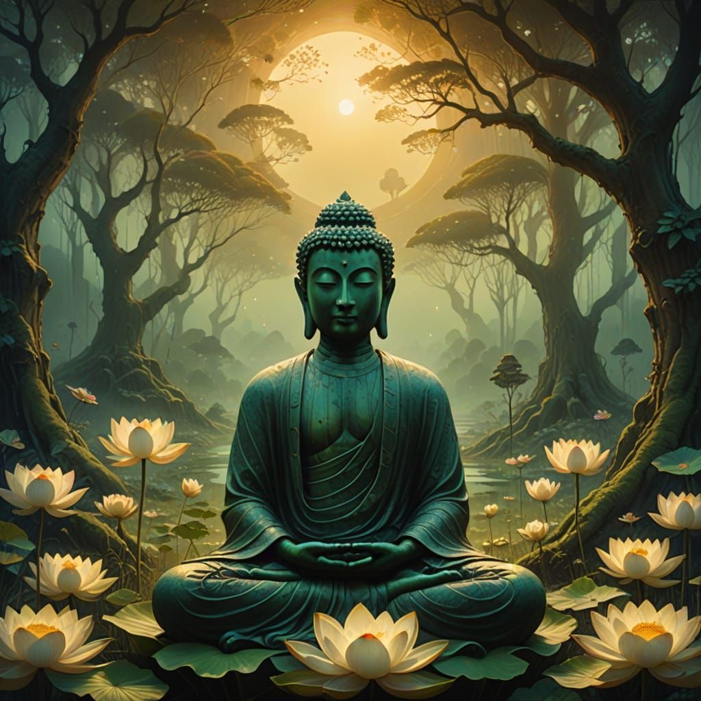 Serene Divine Being in Lotus Position