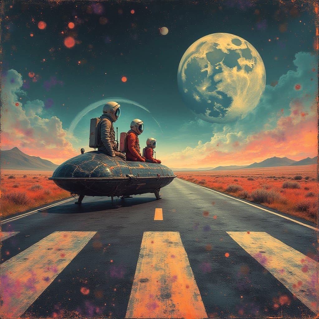 Astronaut Family in Sci-Fi Dreamscape