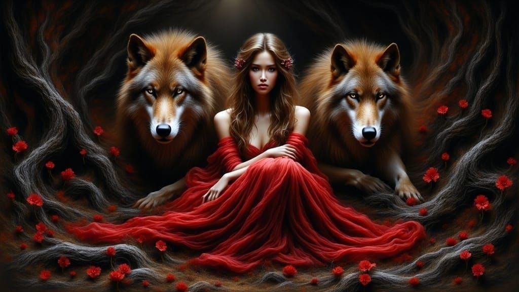 Guardian of the Crimson Forest: Ethereal Beauty in the Night