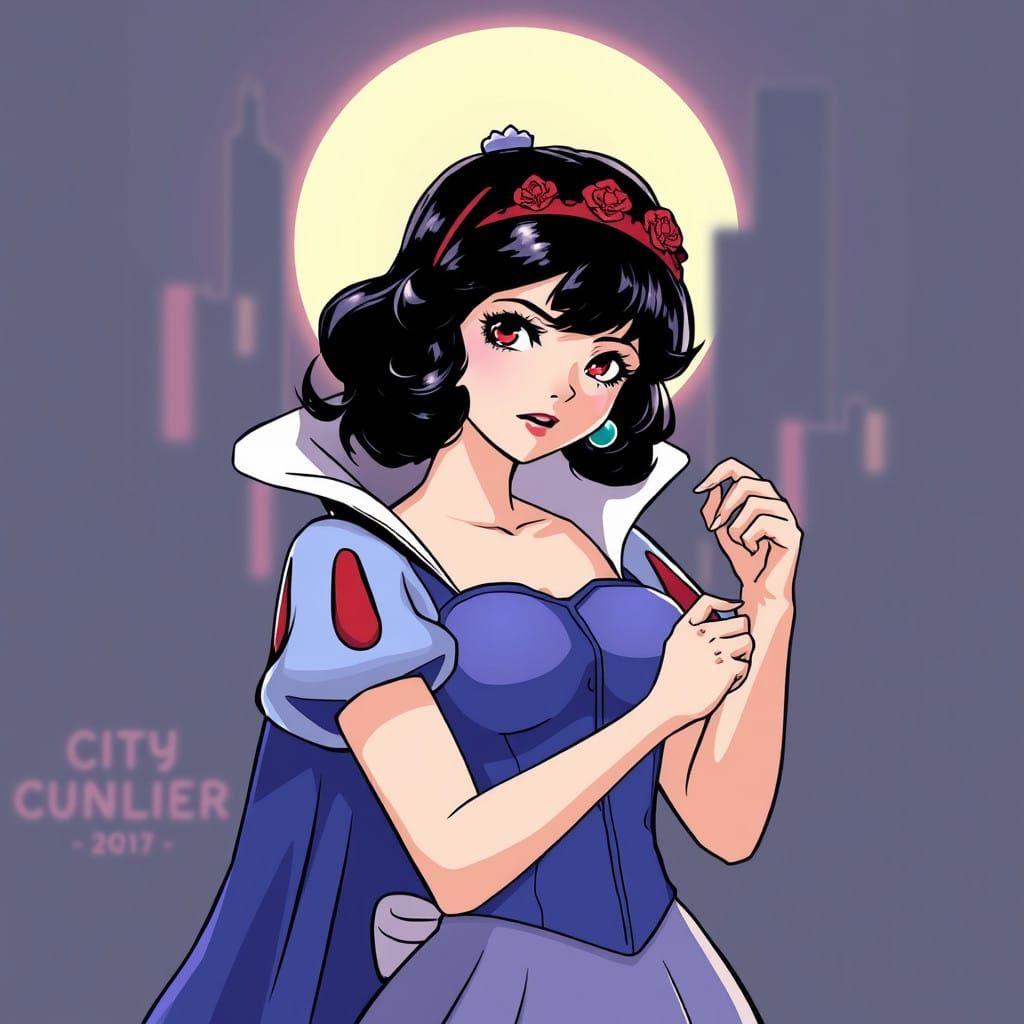 Anime-Style Snow White with City Hunter Flair