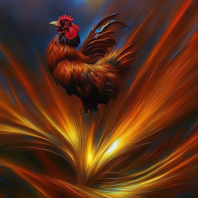Hyperdetailed Rooster in Lightning Storm