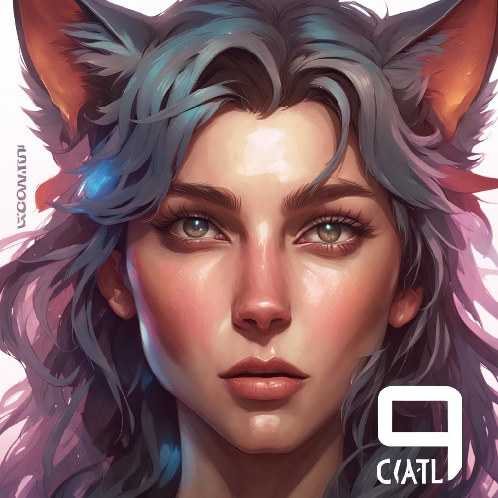 Detailed Catgirl Portrait, Trending Artstation Cover