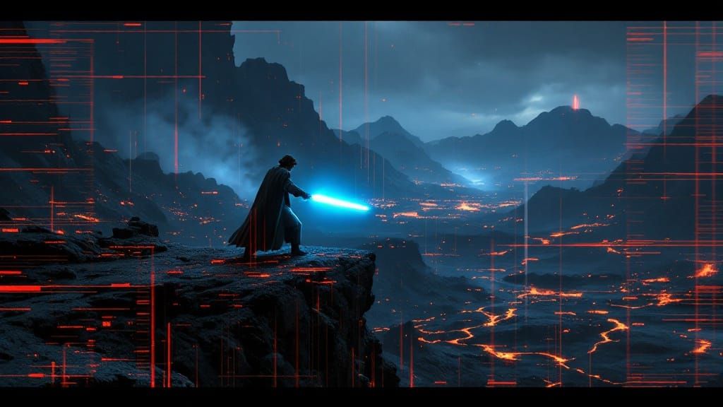 Anakin and Obi-Wan Engage in Epic Lightsaber Duel on Mustafa...