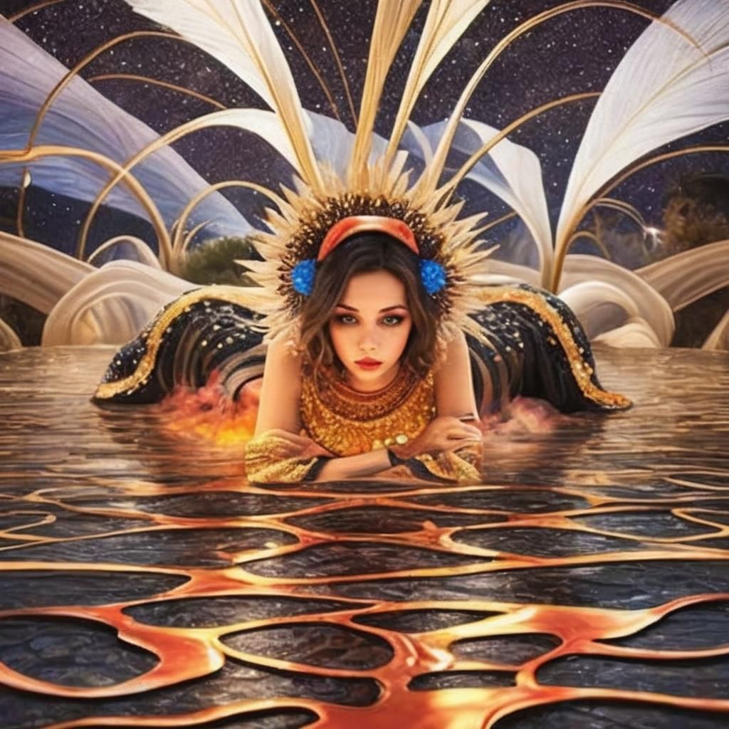 Psychedelic Celebration in Art Nouveau Style