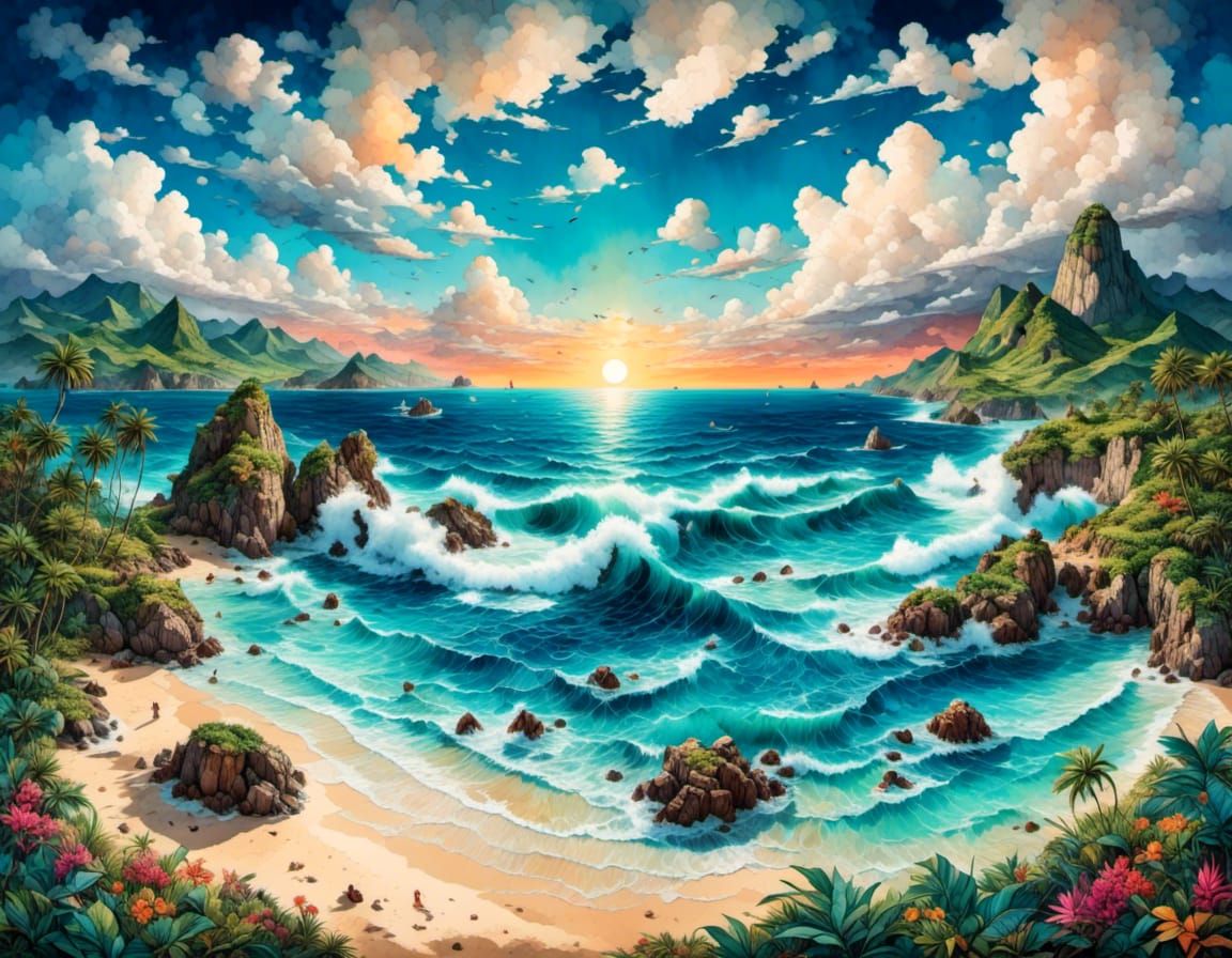 Tropical Beach Landscape: Hopeful, Optimistic, Majestic