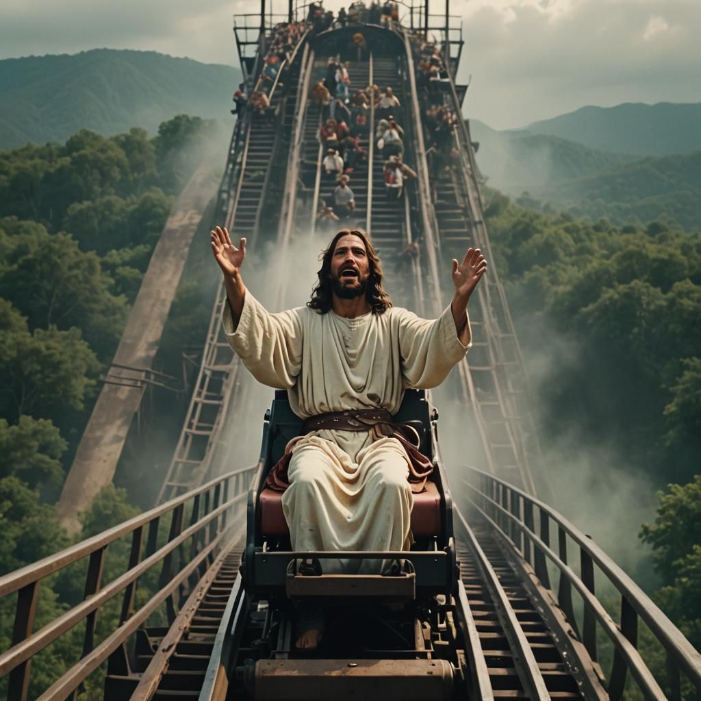 Jesus on a Rollercoaster: Cinematic Film Still