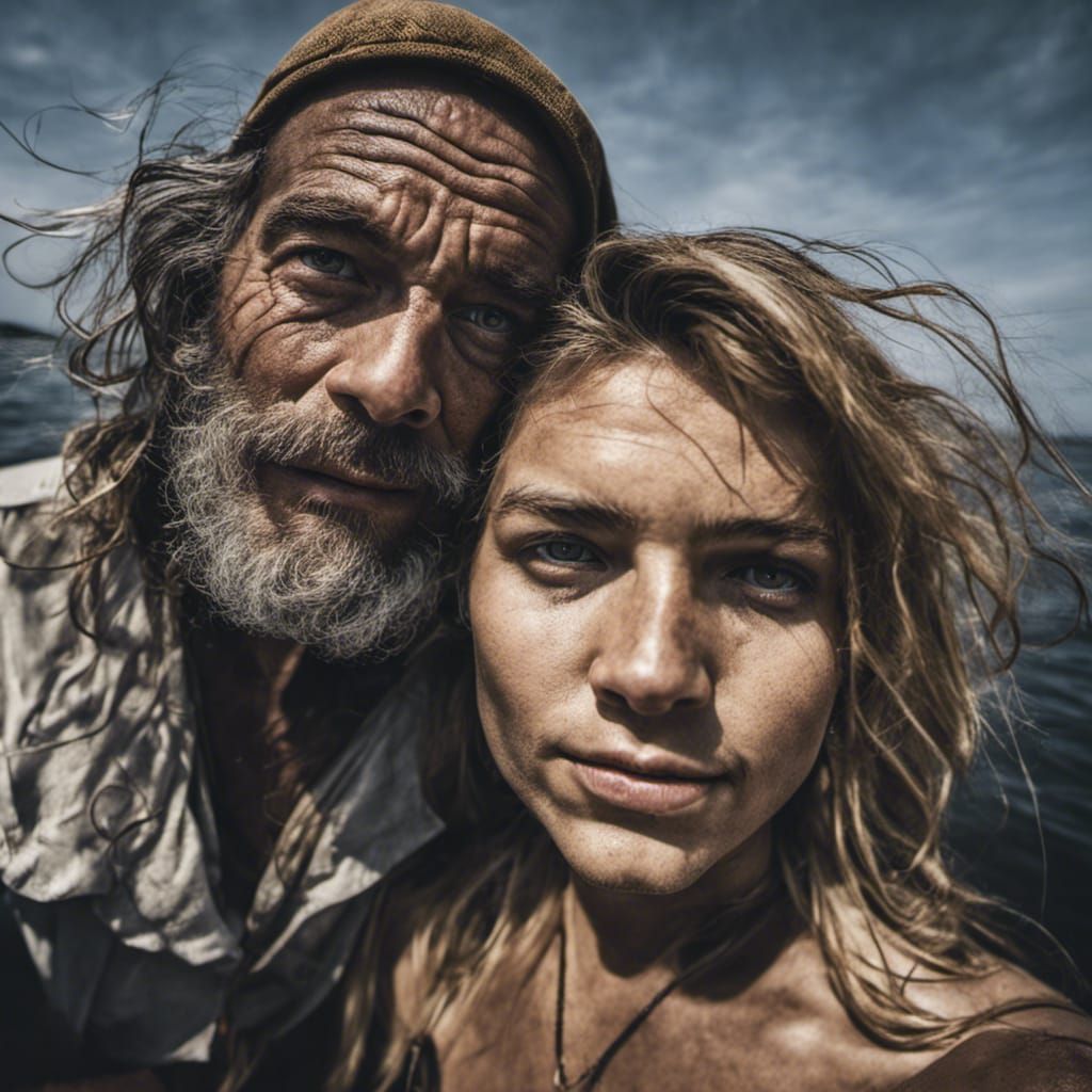Fisherman and Mermaid Selfie Portrait