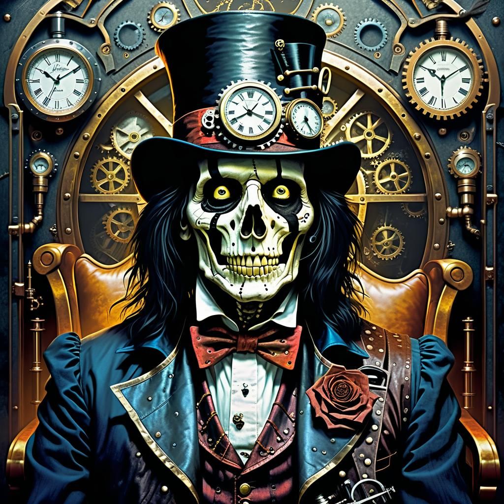 Steampunk Skeleton in Sinister Dark Art Style