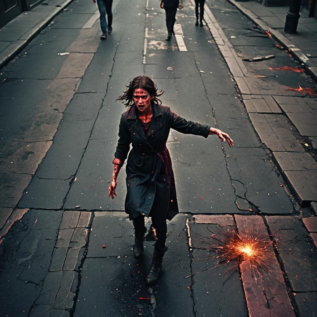 Dramatic Fall with Sparks in Dark Academia Style