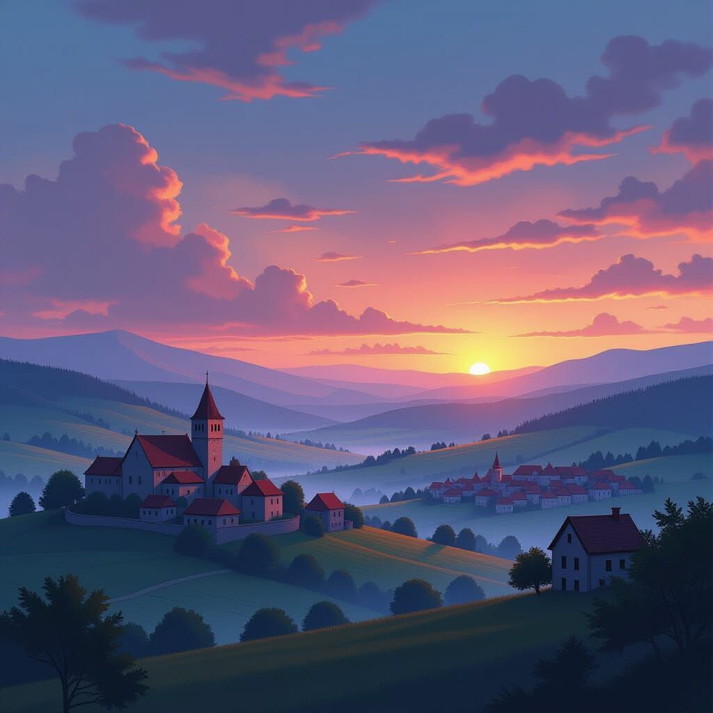 Ethereal Romanian Landscape Art in Digital Painting Style