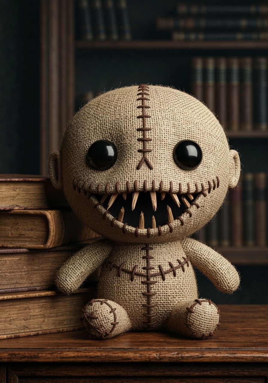 Realistic Voodoo Doll with Victorian Desk Backdrop