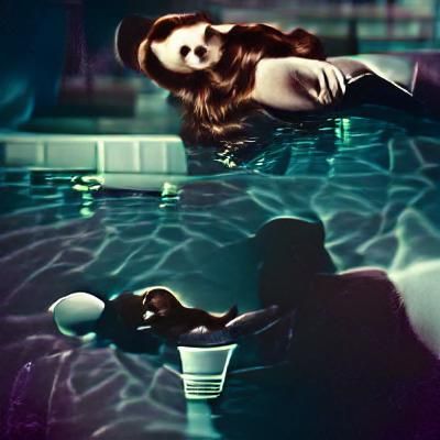 Film Noir Woman in Swimming Pool
