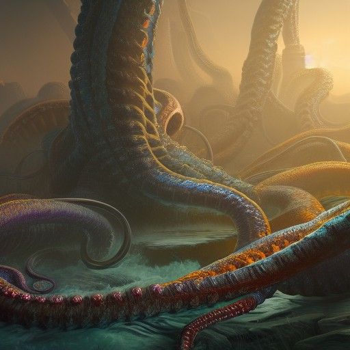 Detailed Tentacle Matte Painting in Deep Color