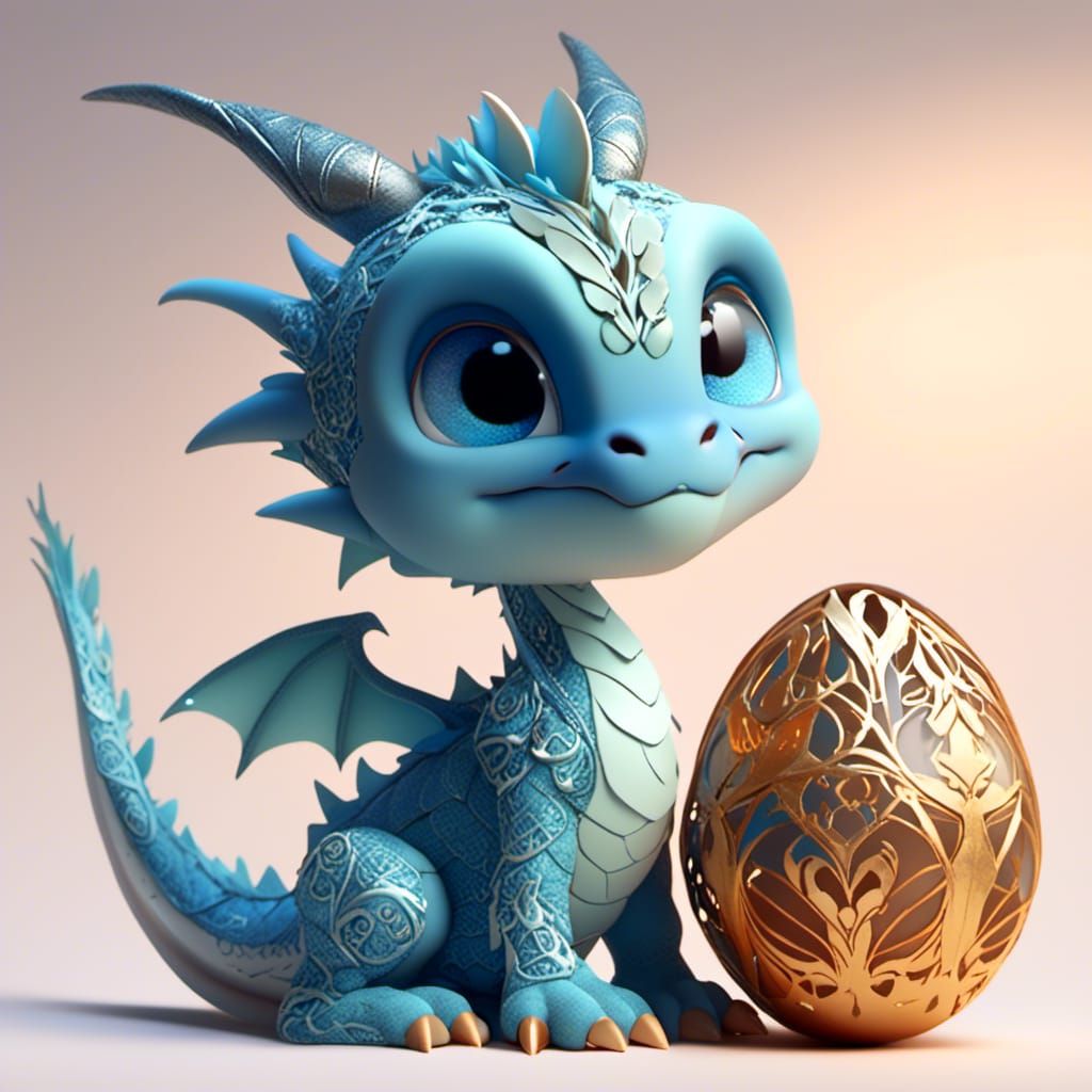 Blue Dragon Hatchling in Detailed Concept Art