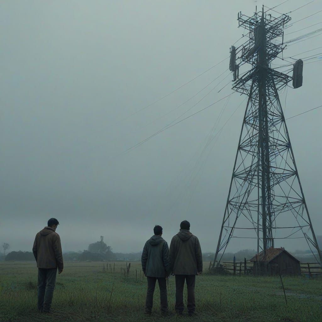 Sam Yao and Runner 5 Stand Ready, Beside a Rusty Radio Tower