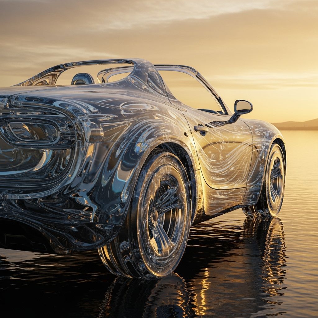 Water Car Sculpture in Golden Hour Light