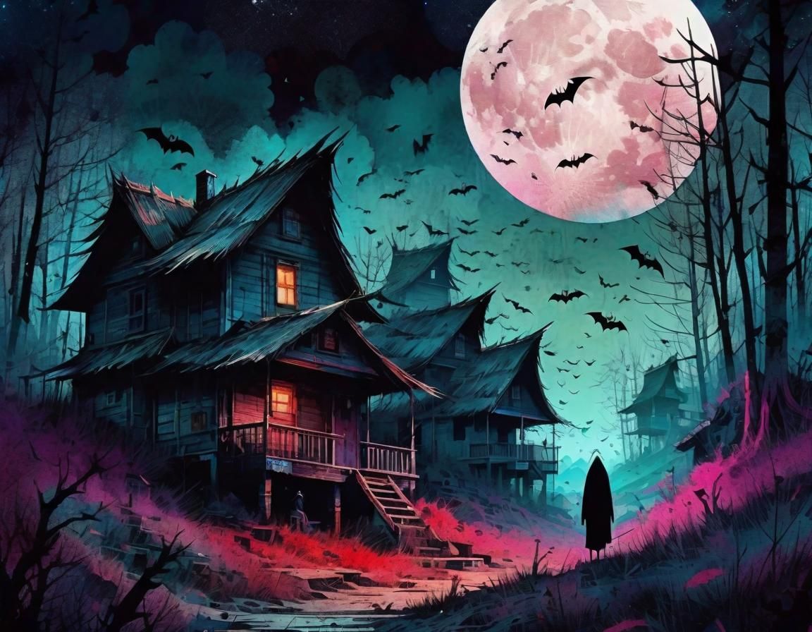 Dark and Creepy Haunted Village at Night