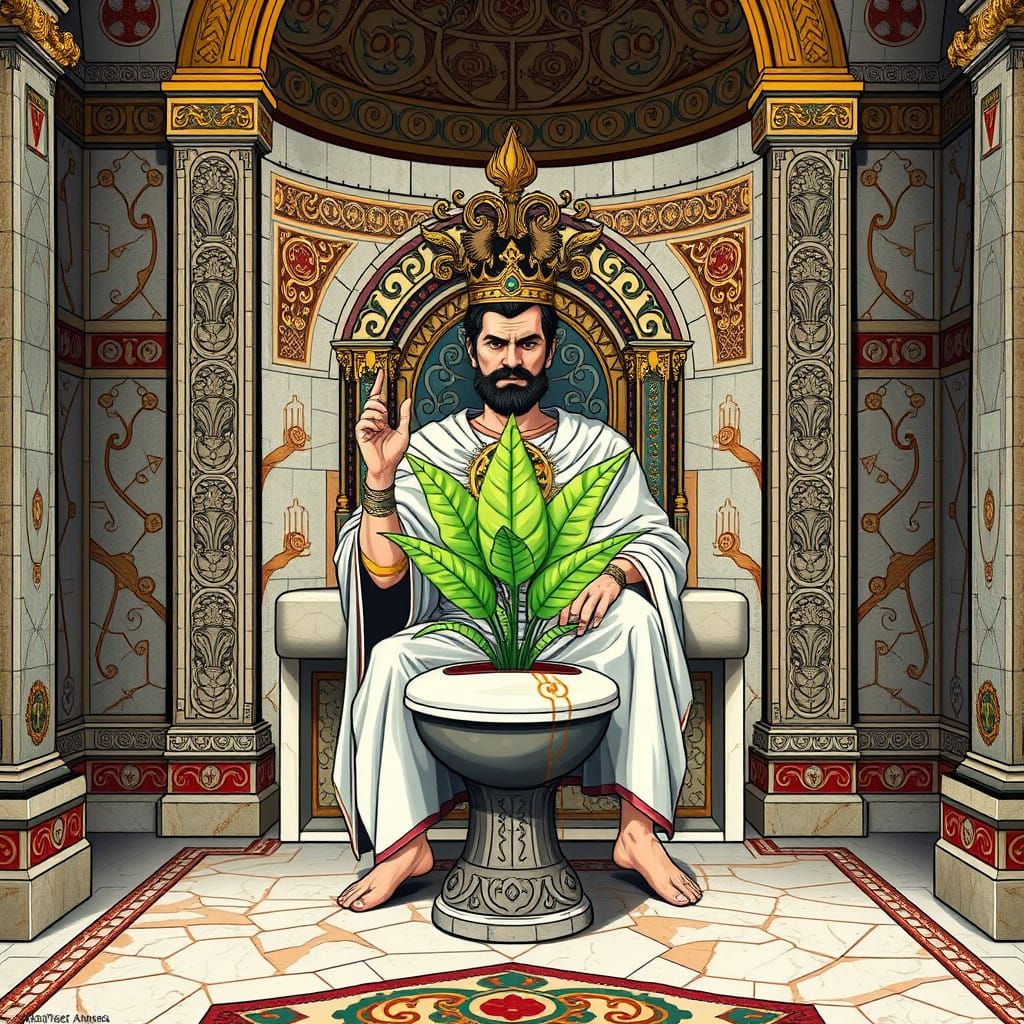 Imperial Decree XVI-P: A Grand Bathroom Scene in Medieval Il...