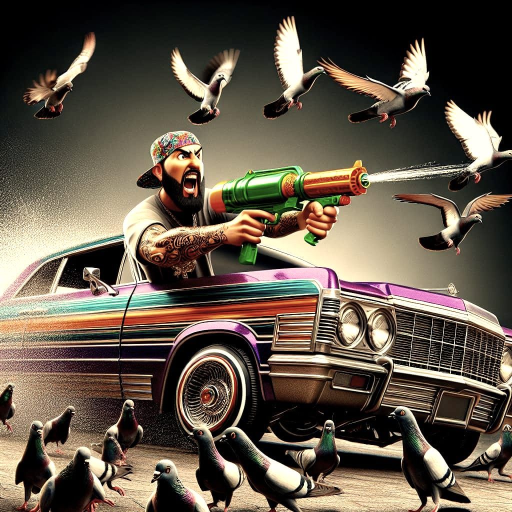 Hip-Hop Lowrider: Water Gun Pigeon Chase