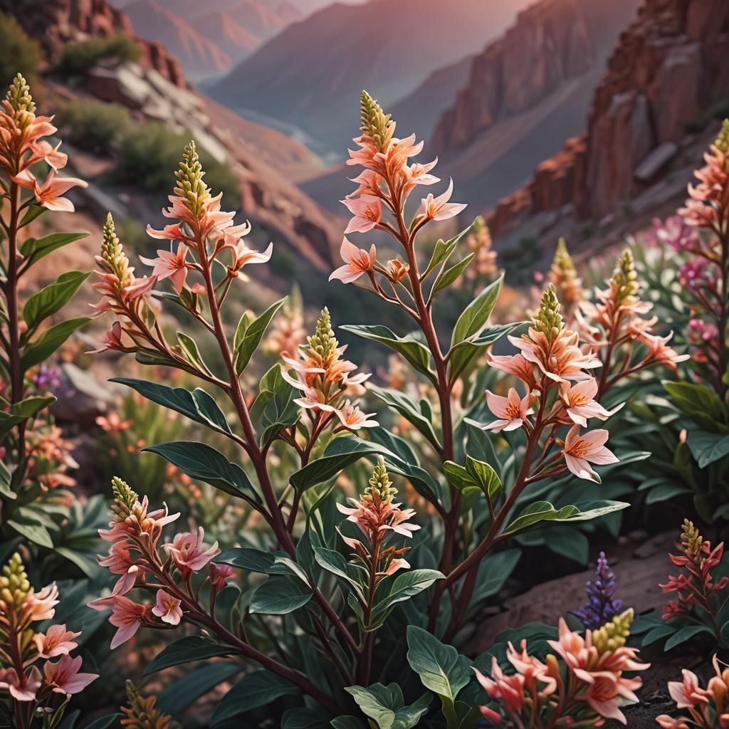 Hyperrealistic Edelweiss in Mountainous Terrain Concept Art