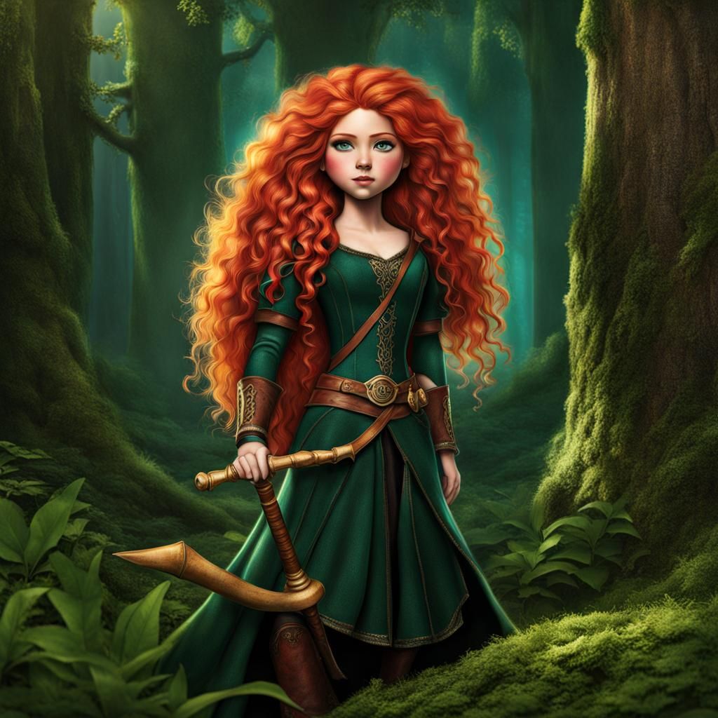 Hyperrealistic Avril Lavigne as Merida, Full Body