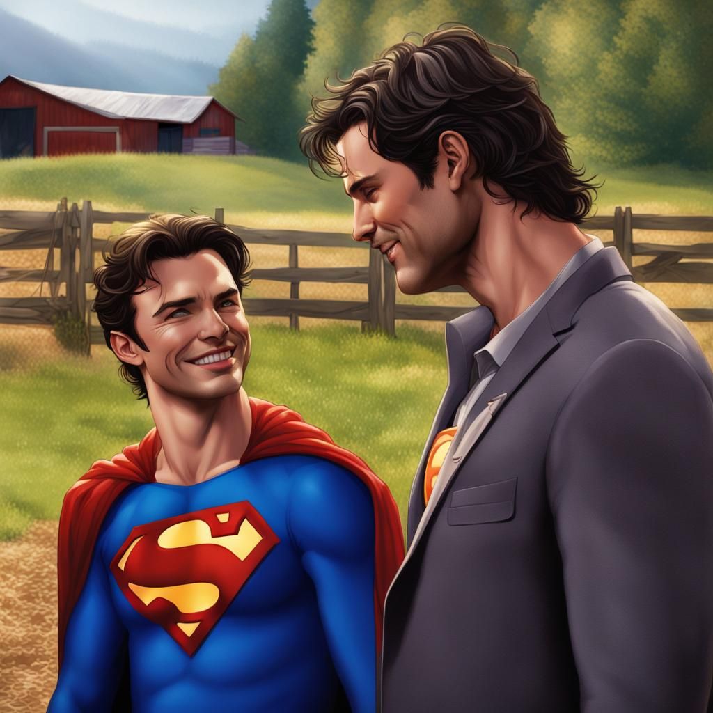 Superman and Jonathan Kent Smiling Proudly