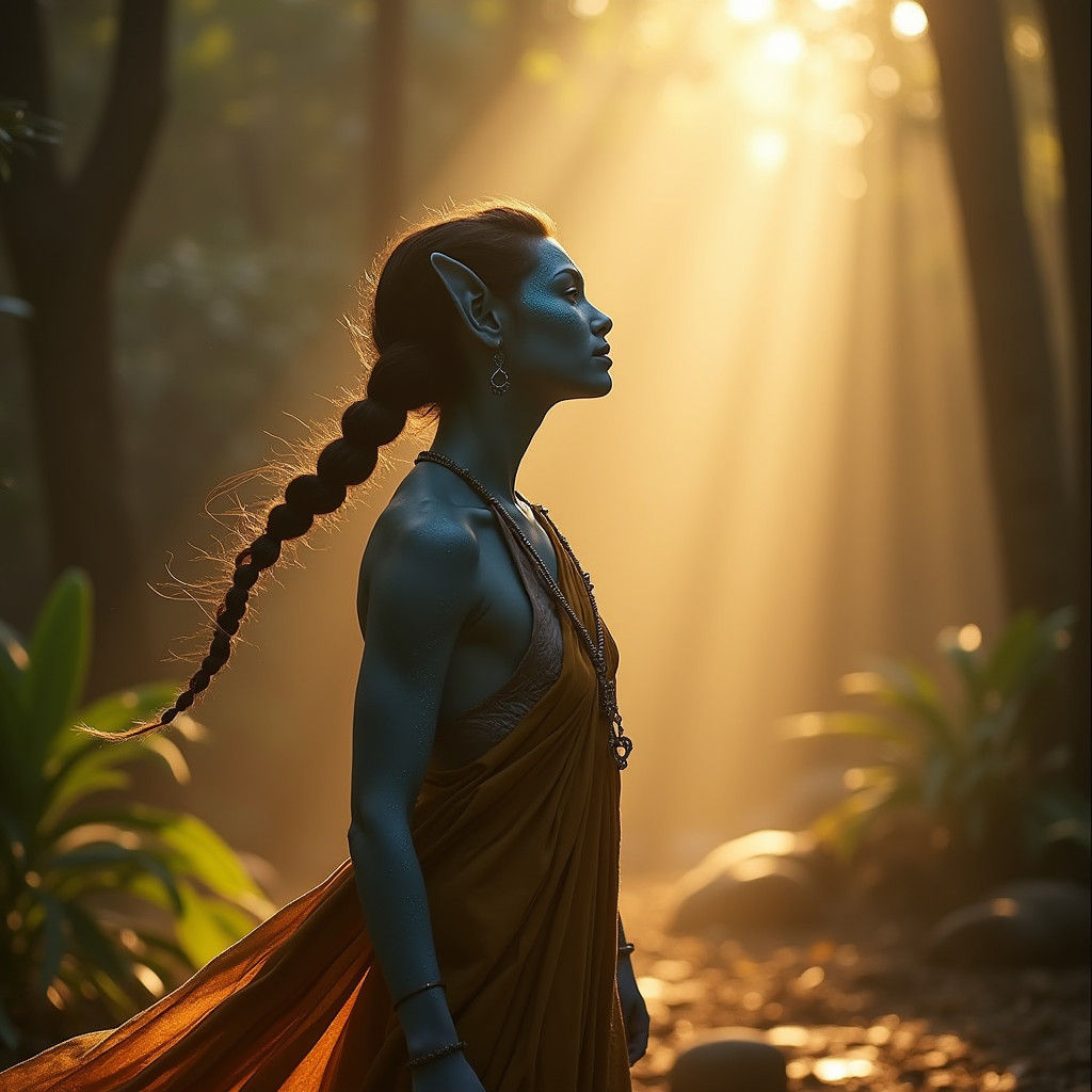 Na'vi Girl's Journey to Light: Cinematic Film Still