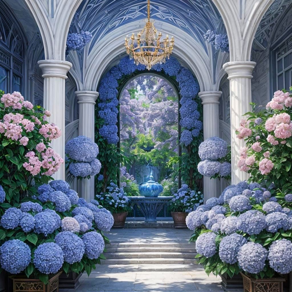 Eclectic Architecture with Floral and Fractal Elements