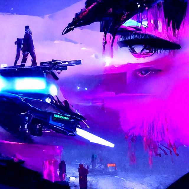 Cyberpunk Starlink Destruction in Neon Dystopia