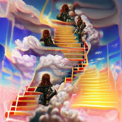 Stairway Ascending into a Cloudy Sky