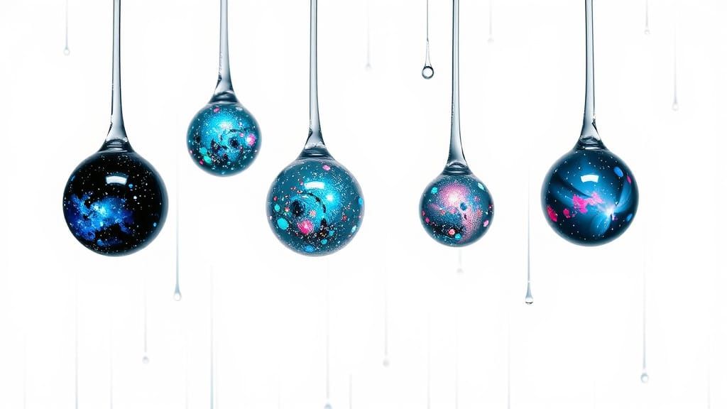 Glass Orb Galaxies in Macro Raindrops