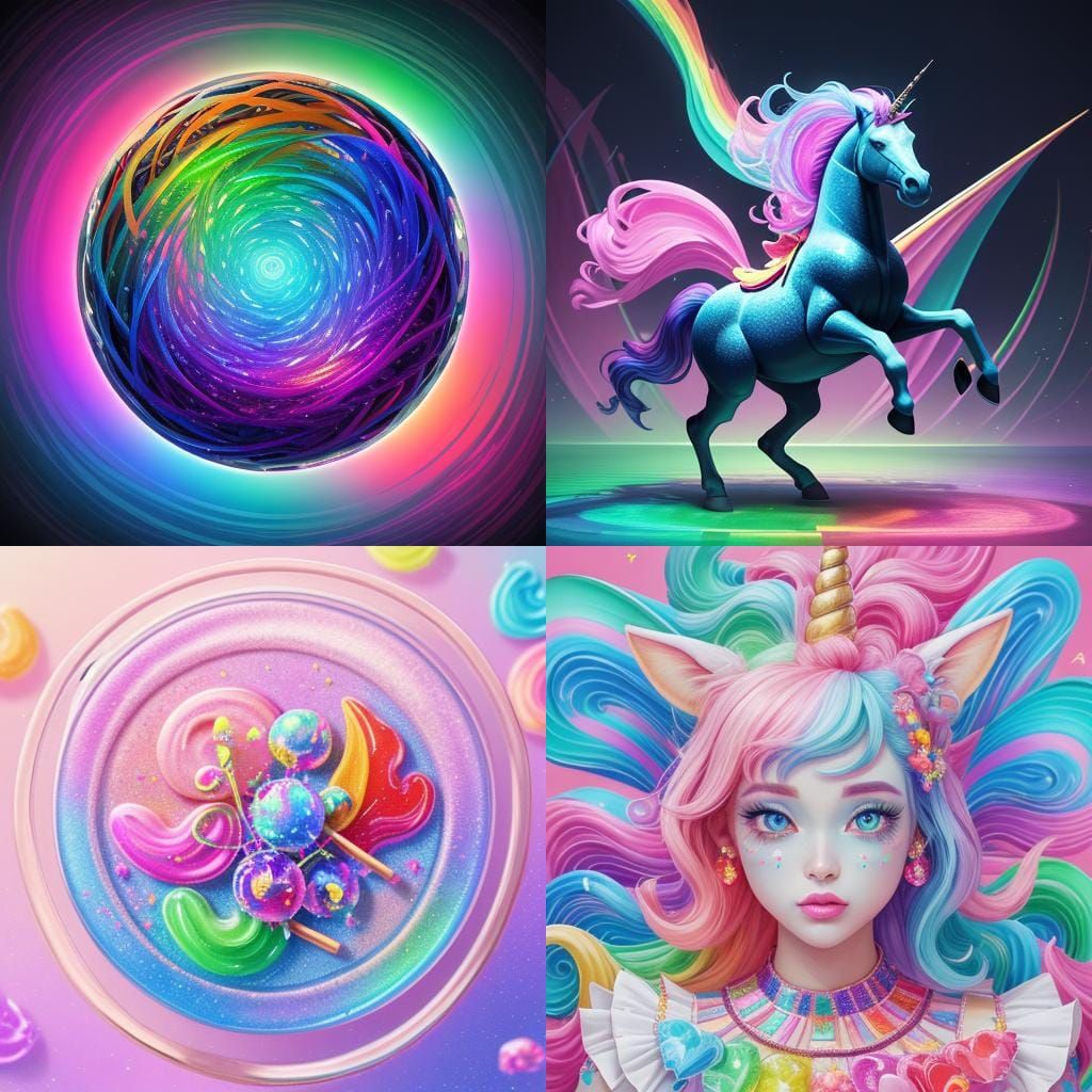 Rainbow Vomiting Unicorn in Candy Art Style